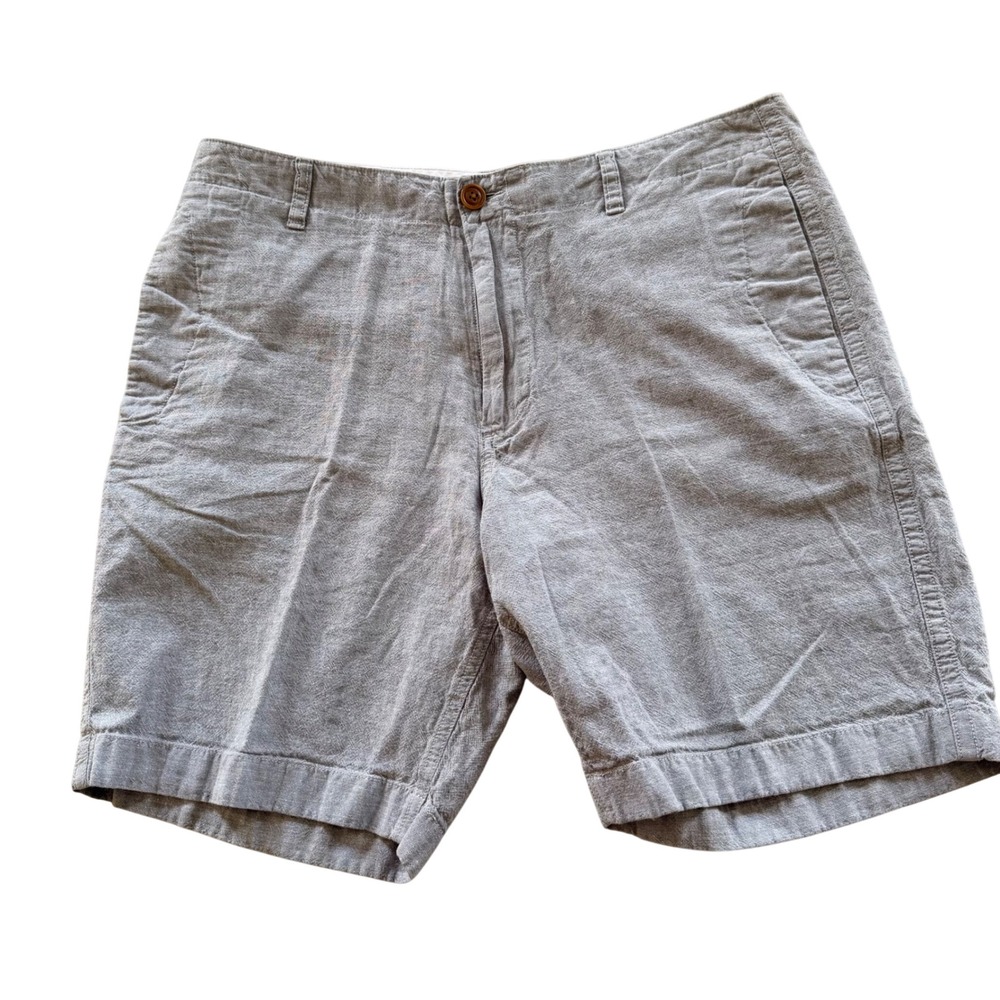 J.Crew Chino Shorts Men 36 Gray Cotton Linen Blend Summer Casual Breathable 8.5"